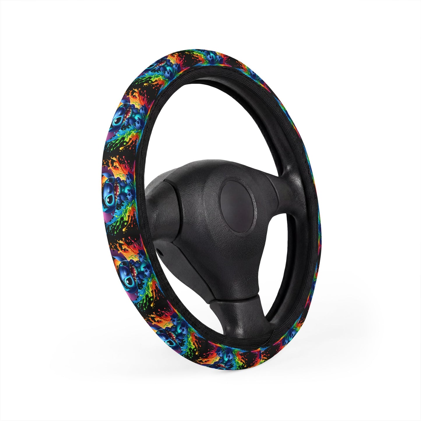 Stitch Rainbow Splash Steering Wheel Cover