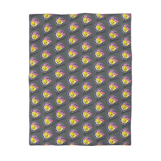 Tweety Bird Looney Toons Pattern on Charcoal Microfiber Duvet Cover