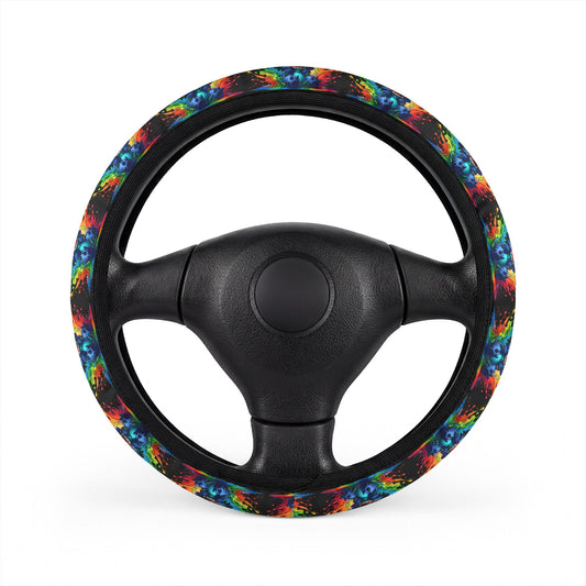 Stitch Rainbow Splash Steering Wheel Cover