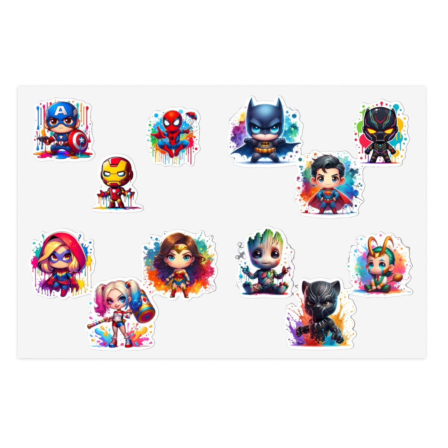 Cute Baby Marvel & DC Character Sticker Sheet Set — 5PCS