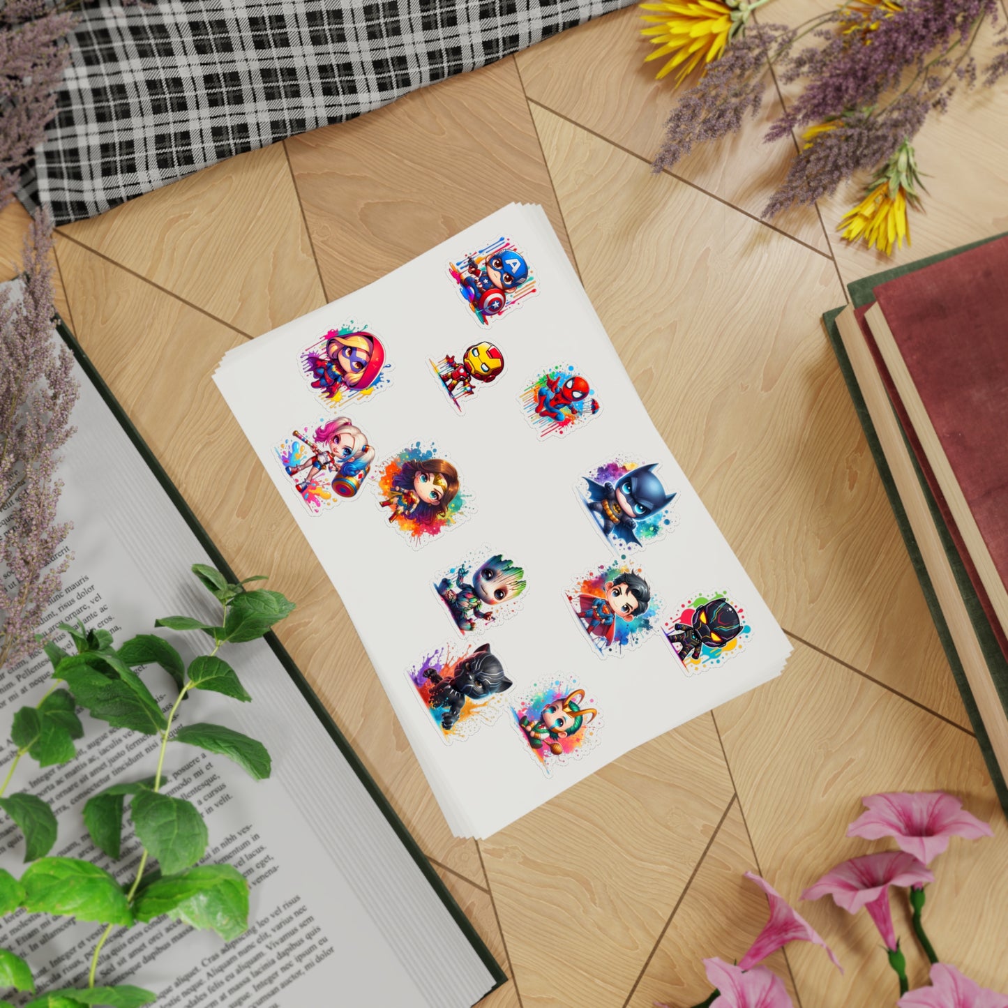 Cute Baby Marvel & DC Character Sticker Sheet Set — 5PCS