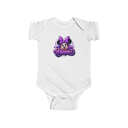 Cute Purple Minnie Graphic Baby Onesie