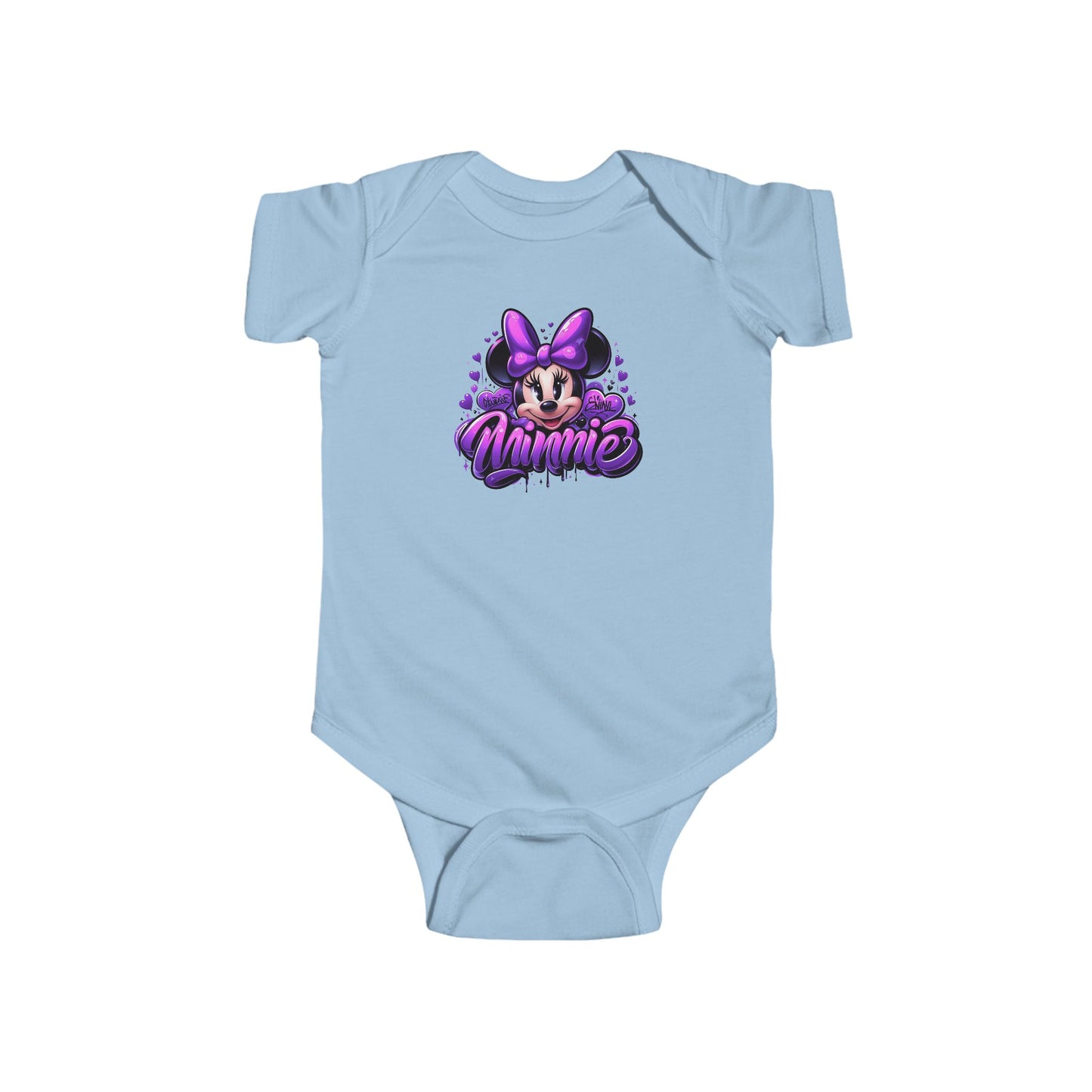 Cute Purple Minnie Graphic Baby Onesie