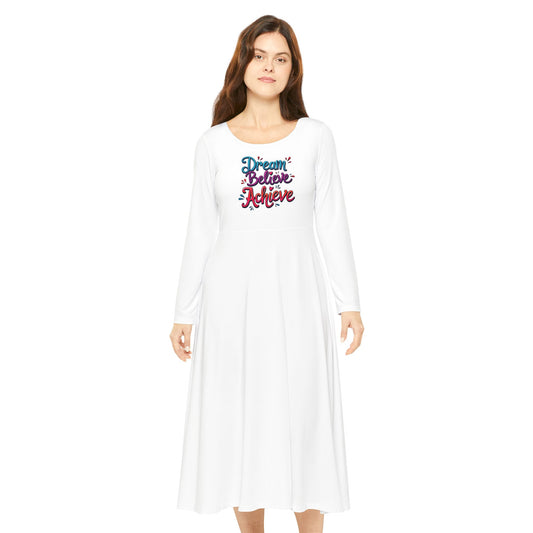 "Dream, Believe, Achieve" Women's Long Sleeve Dance Dress
