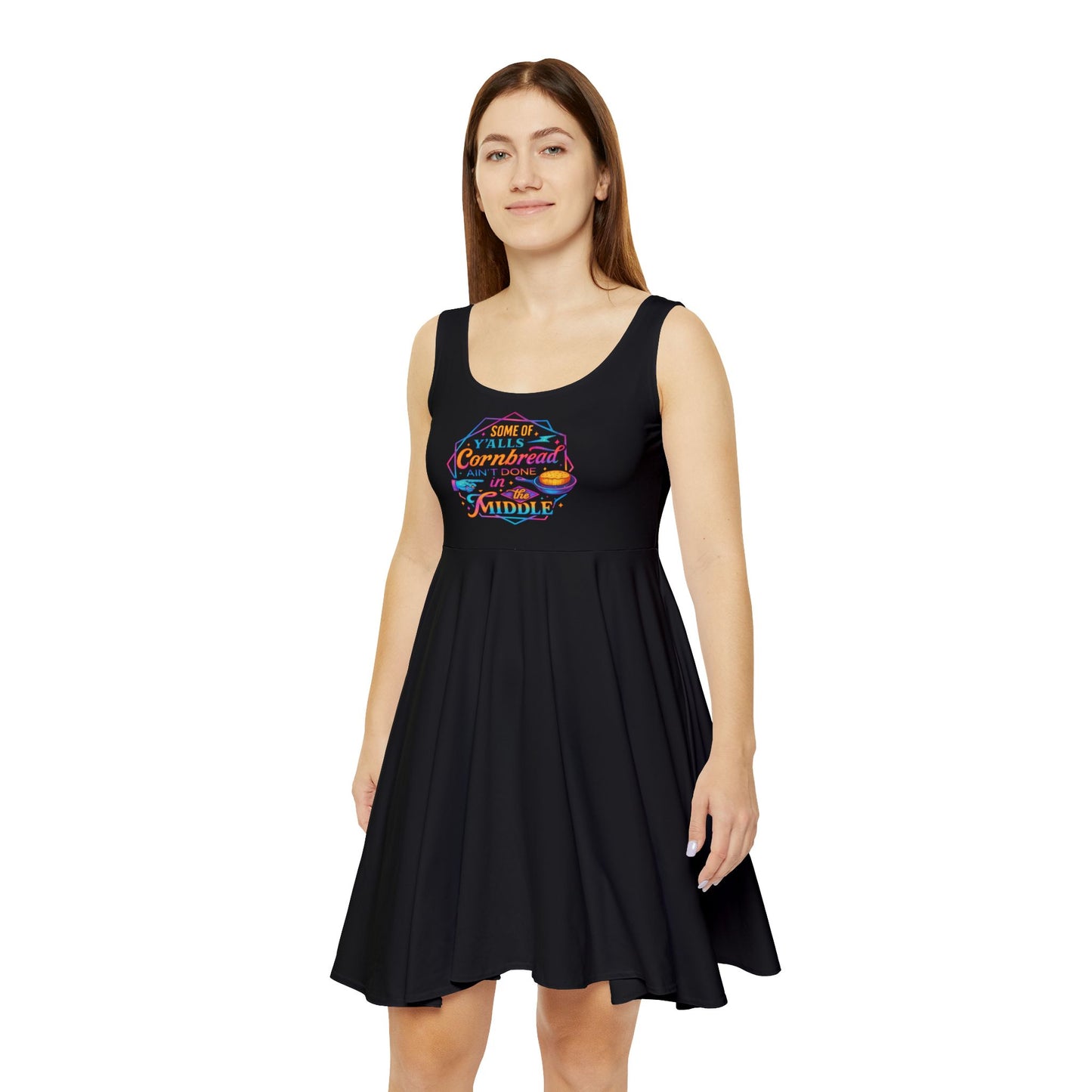'Y’all Cornbread ain't Done in the Middle'  Women's Skater Dress - Black