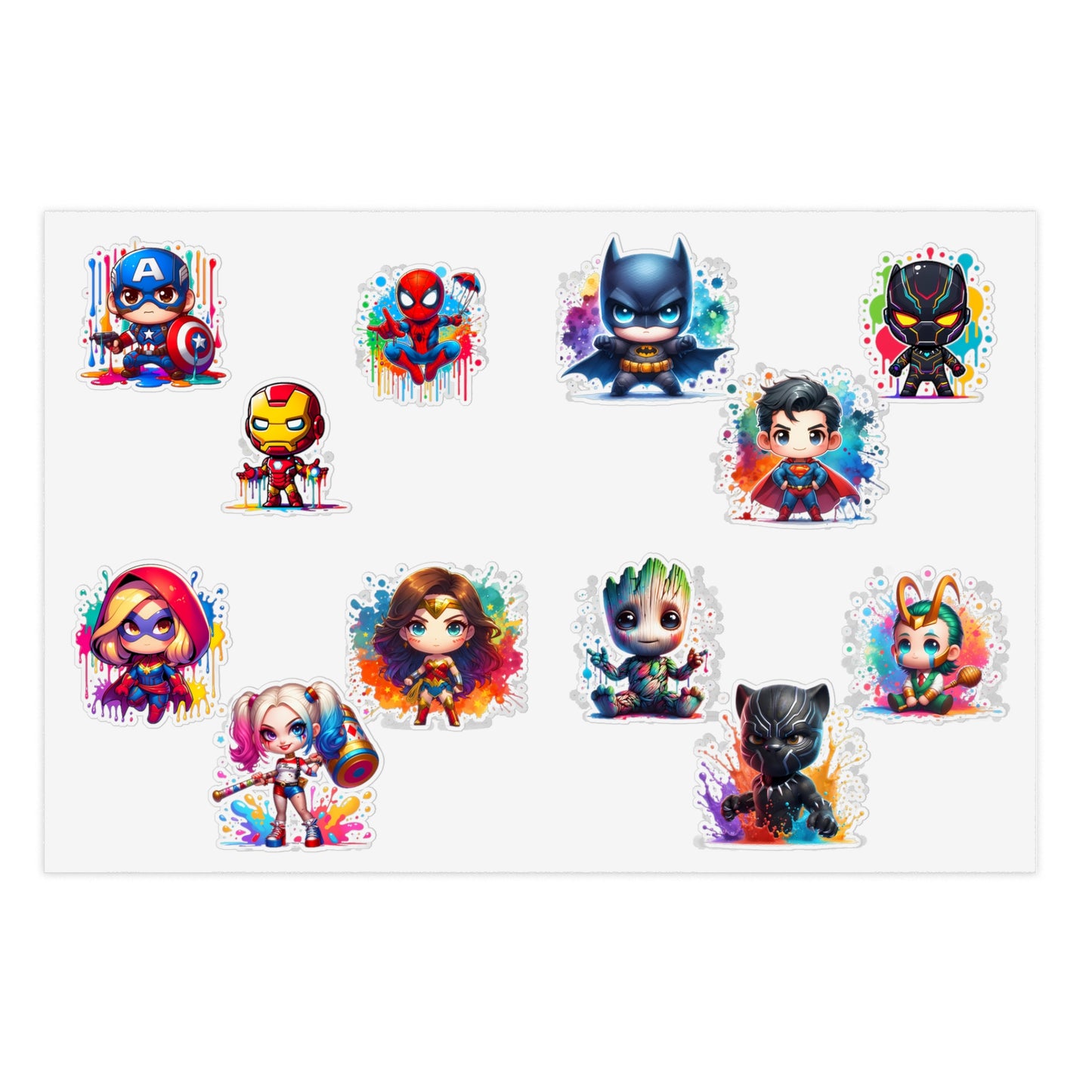 Cute Baby Marvel & DC Character Sticker Sheet Set — 5PCS